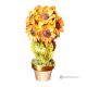 Artistic ceramic plant decorated with sunflowers and golden details, made entirely by hand.