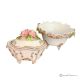Refined ceramic box and tray, embellished with flowers and golden details, handmade.