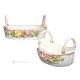 Centerpiece, set of 2 artistic ceramic baskets with floral and gold decoration, handmade.