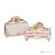 Set of 2 decorative boxes in fine ceramic, enriched with flowers and golden details, handmade.