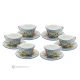 Set of authentic Castelli ceramic cappuccino cups and saucers, hand-made and hand-painted.-6 sets