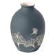 VASO GINKO Ceramic vase handcraft hand decorated leaf motif authentic Made in Italy -Grey