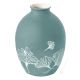 VASO GINKO Ceramic vase handcraft hand decorated leaf motif authentic Made in Italy -Blue