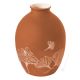 VASO GINKO Ceramic vase handcraft hand decorated leaf motif authentic Made in Italy -Brown