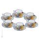 TAZZINE FIORACCIO POLICROMO set 6 espresso coffee cups with saucers Castelli ceramic authentic handmade Abruzzo Made in Italy