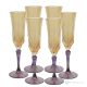 ADA Set of 6 Authentic Hand Painted Flute Glasses in Premium Quality Glass.-Yellow