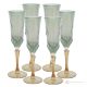 ADA Set of 6 Authentic Hand Painted Flute Glasses in Premium Quality Glass.-Green