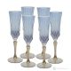 Set of 6 authentic hand painted flute glasses in premium quality glass.-Blue