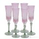 ADA Set of 6 Authentic Hand Painted Flute Glasses in Premium Quality Glass.-Pink