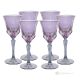 Set of 6 authentic hand painted stemmed water glasses in premium quality glass.-Purple