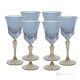 ADA Set of 6 Authentic Hand Painted Stem Water Glasses in Premium Quality Glass.-Blue