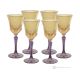 Set of 6 hand painted stemmed wine glasses, authentic, made of superior quality glass.-Yellow
