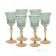 Set of 6 hand painted stemmed wine glasses, authentic, made of premium quality glass.-Green