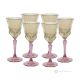 ADA Set of 6 hand painted stemmed wine glasses, authentic, made of premium glass.-Amber