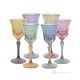 Set of 6 hand painted stemmed wine glasses, authentic, made of premium quality glass.-Multi-colored 