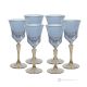 Set of 6 hand painted stemmed wine glasses, authentic, made of premium quality glass.-Blue