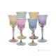 Set of 6 hand-painted stemmed liquor glasses, authentic, made of superior quality glass.-Multi-colored 