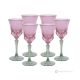 Set of 6 hand painted stemmed liquor glasses, authentic, made of superior quality glass.-Pink