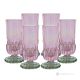 Set of 6 authentic hand painted modern premium quality glass drink glasses.-Pink