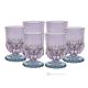 Set of 6 Authentic Modern Hand Painted Water Glasses in Premium Quality Glass.-Purple