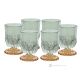 Set of 6 authentic modern hand painted water glasses in premium quality glass.-Green