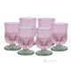 Set of 6 authentic modern hand painted water glasses in premium quality glass.-Pink
