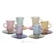 Set of 6 authentic hand painted tea cups and saucers modern in premium quality glass.-Multi-colored 