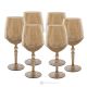 Set of 6 authentic hand painted stemmed water glasses in superior quality glass.-Yellow