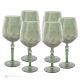 ALKIMIA Set of 6 authentic hand-painted stemmed water glasses in superior quality glass.-Green