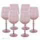 Set of 6 hand painted stemmed wine glasses, authentic, made of premium glass.-Pink