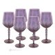 ALKIMIA Set of 6 water glasses goblets stem hand painted authentic in superior quality glass.-Purple