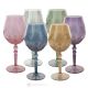 ALKIMIA Set of 6 hand-painted stemmed wine glasses, authentic, made of superior quality glass.-Multi-colored 