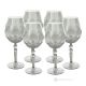 Set of 6 hand painted stemmed wine glasses, authentic, made of premium quality glass.-Grey