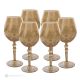 Set of 6 hand painted stemmed wine glasses, authentic, made of premium glass.-Yellow