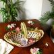 Decorative basket ceramic - Accent décor - Roses and cinquefoil