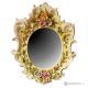 Mirror in fine ceramic, baroque style, decorated with flowers and gold details, handmade