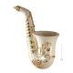 SAXOPHONE Wall decorative object to hang Baroque style artistic ceramic with 24k gold details Made in Italy
