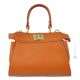 JOLIE women's hand bag and Crossbody Bag in real handcrafted orange leather 