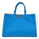 CHICCA Shopper tote handcrafted women's shoulder bag in real blue leather 