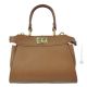 JOLIE women's hand bag and Crossbody Bag in real handcrafted cognac leather 
