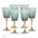 DOMINA Set of 6 authentic hand-painted stemmed water glasses in superior quality glass.