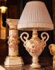 Elegant table lamp with ceramic column, floor lamp with rose, gold and crystal decoration