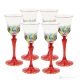 Set of 6 authentic hand-painted stemmed liqueur glasses in superior quality glass.