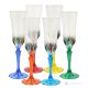 Set of 6 authentic hand-painted flute glasses in premium quality glass.