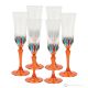 Set of 6 authentic hand-painted flute glasses in premium quality glass.