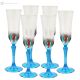 ADAGIO Set of 6 authentic hand-painted flute glasses in superior quality glass.