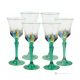 ADAGIO Set of 6 authentic hand-painted stemmed wine glasses in superior quality glass.