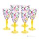 LAURUS Set of 6 authentic hand-painted stemmed water glasses in superior quality glass.
