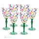 LAURUS Set of 6 authentic hand-painted stemmed water glasses in superior quality glass.