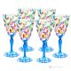 Set of 6 authentic hand-painted stemmed water glasses made of superior quality glass.